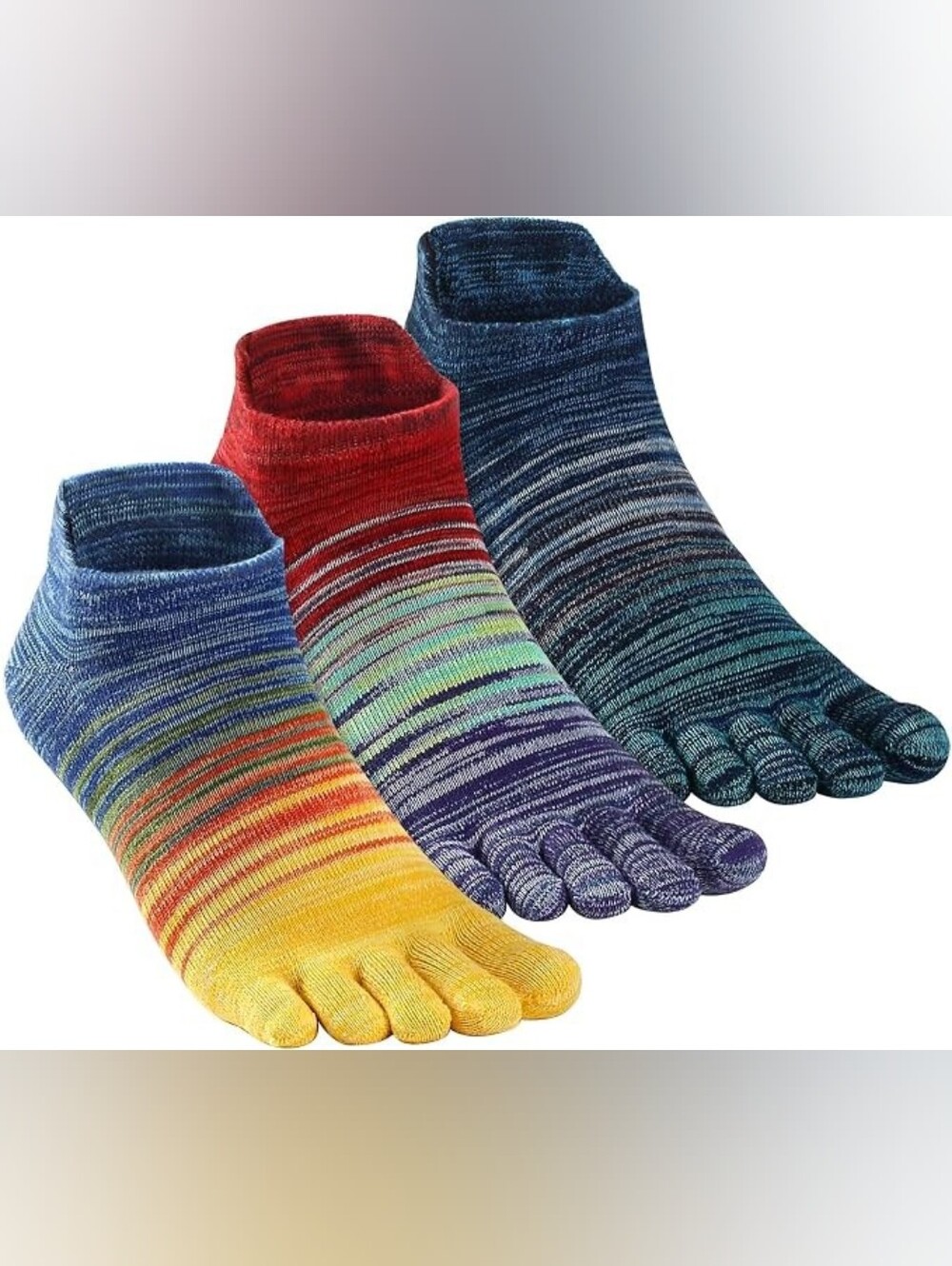 NWT 3 Pack of Colorful Striped Toe Socks Womens Size 4.5-8